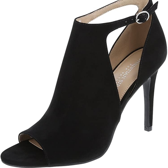 Christian Siriano Ivy Hooded Peep Toe Black Pumps - Picture 2 of 11